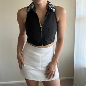 Vintage y2k I.N. Girl Zip vest Cheetah Collar 00s leopard mobwife festival party